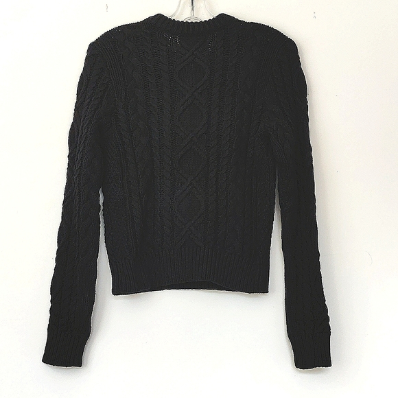 Ralph Lauren black cableknit sweater cotton crewneck sweater black sweat… - Picture 1 of 8